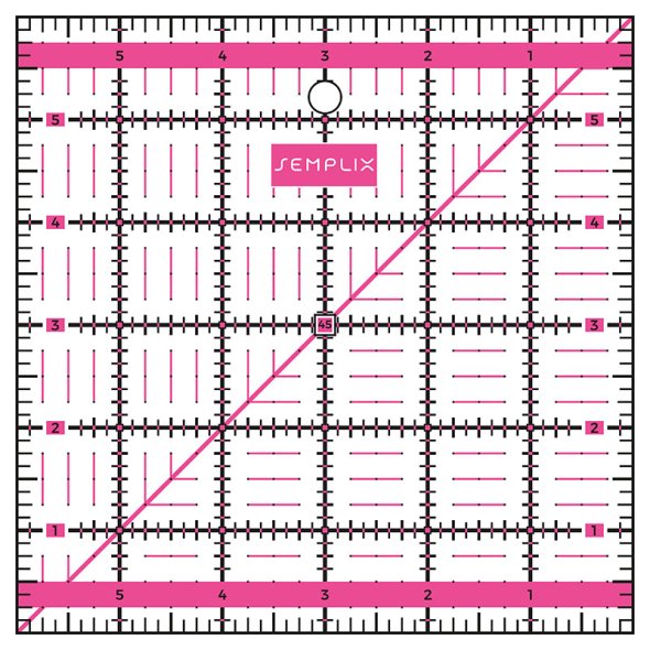 Semplix Patchwork-Quiltlineal (6" x 6"/ 2,5 mm dick/ pink)