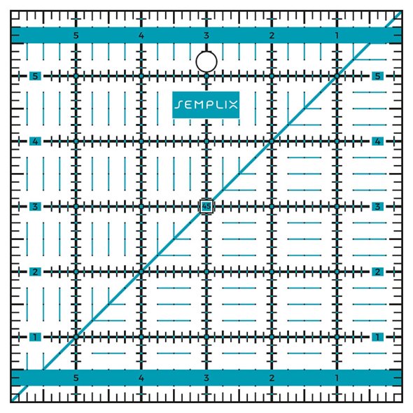 Semplix Patchwork-Quiltlineal (6" x 6"/ 2,5 mm dick/ türkis)