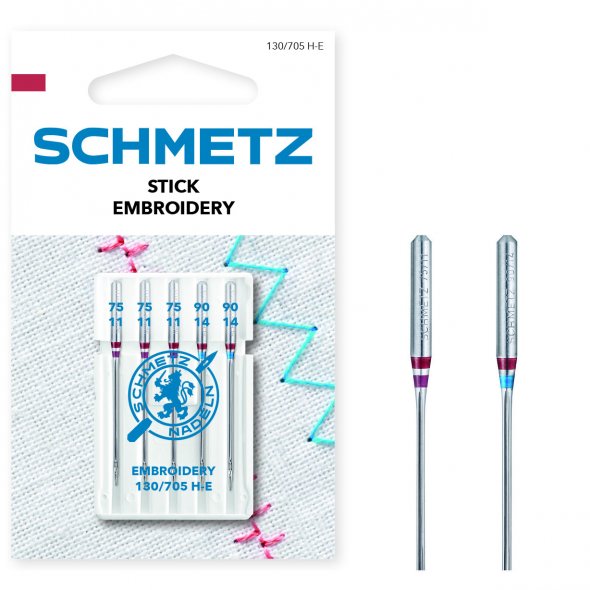 Schmetz Embroidery-Sticknadeln 75-90/ System 130/705 H-E/ 5 Nadeln
