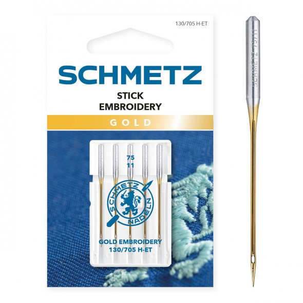 Schmetz Gold Embroidery-Sticknadeln 75/ System 130/705 H-ET/ 5 Nadeln