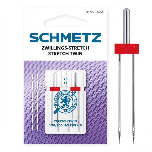 Schmetz Stretch-Zwillingsnadel Stärke 75/ 4,0/ System 130/705 HS/ 2 Nadeln