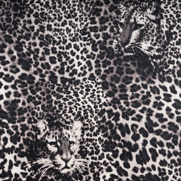 Kunstleder bedruckt (50 x 70 cm/ verschiedene Designs) 4 - Leopard grau