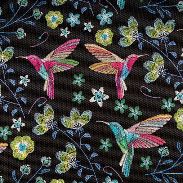 Kunstleder bedruckt (50 x 70 cm/ verschiedene Designs) 564 - Vögel schwarz