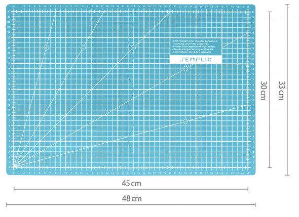 Semplix Faltbare Schneidematte türkis (45 x 30 cm/ Unterseite rutschhemmend) A3