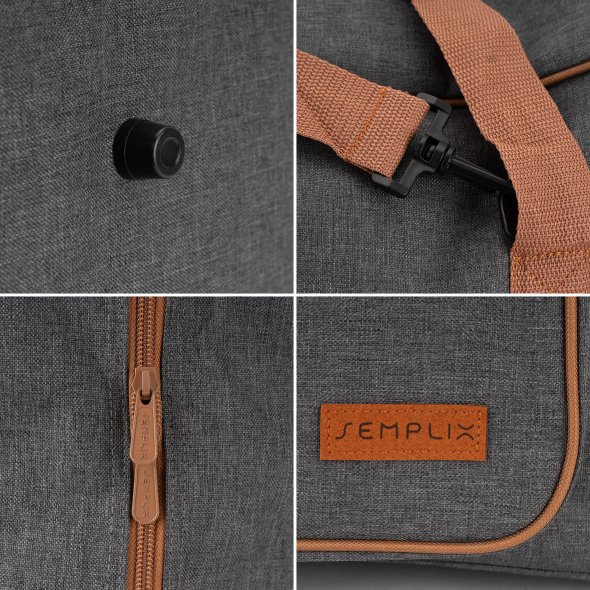 Semplix Nähmaschinentasche XL anthrazit/braun (52 x 40 x 27 cm)