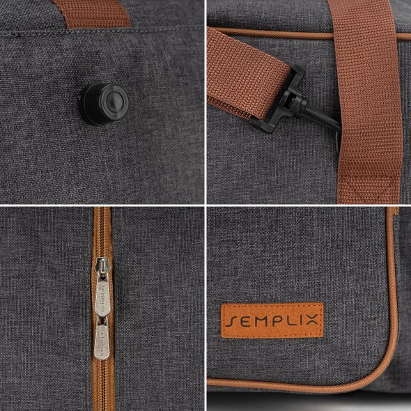 Semplix Overlocktasche anthrazit/braun (44 x 38 x 33 cm)