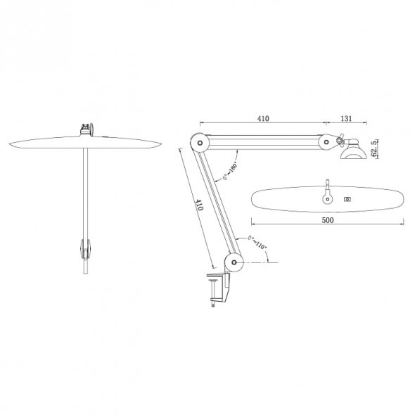 Semplix LED Arbeitslampe Tischlampe weiß (182 LED/ 3 Farben/ dimmbar/ Tischklemme)