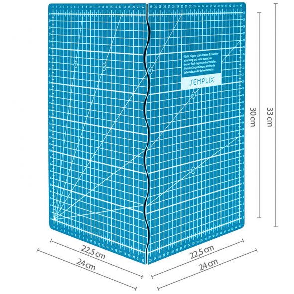 Semplix Faltbare Schneidematte petrol (45 x 30 cm/ Unterseite rutschhemmend) A3