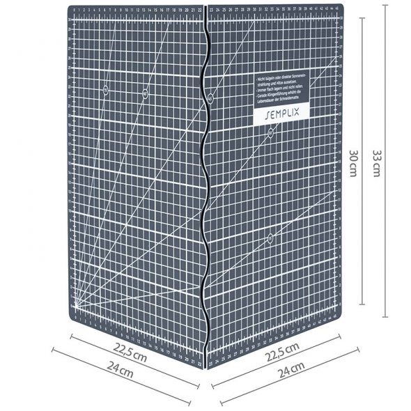 Semplix Faltbare Schneidematte grau (45 x 30 cm/ Unterseite rutschhemmend) A3