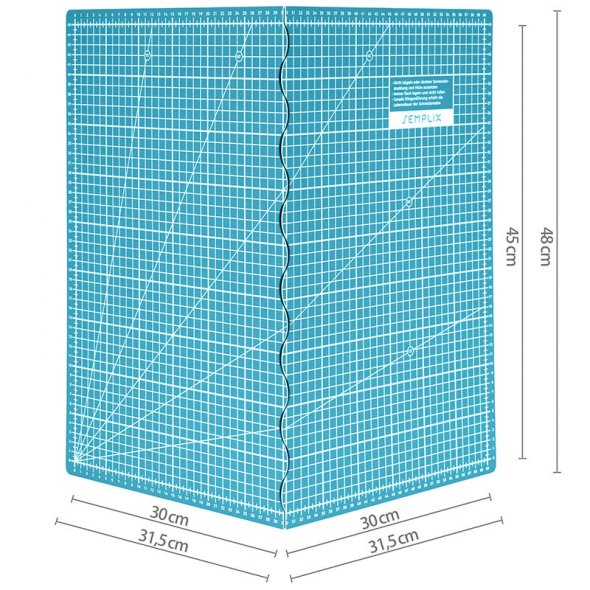 Semplix Faltbare Schneidematte türkis (60 x 45 cm/ Unterseite rutschhemmend) A2