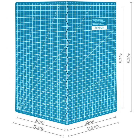 Semplix Faltbare Schneidematte petrol (60 x 45 cm/ Unterseite rutschhemmend) A2