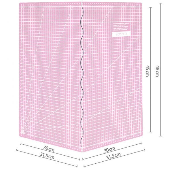 Semplix Faltbare Schneidematte rosa (60 x 45 cm/ Unterseite rutschhemmend) A2