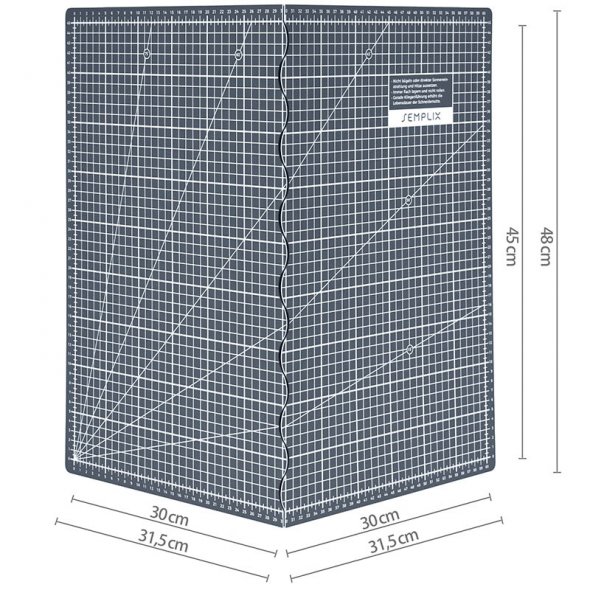 Semplix Faltbare Schneidematte grau (60 x 45 cm/ Unterseite rutschhemmend) A2