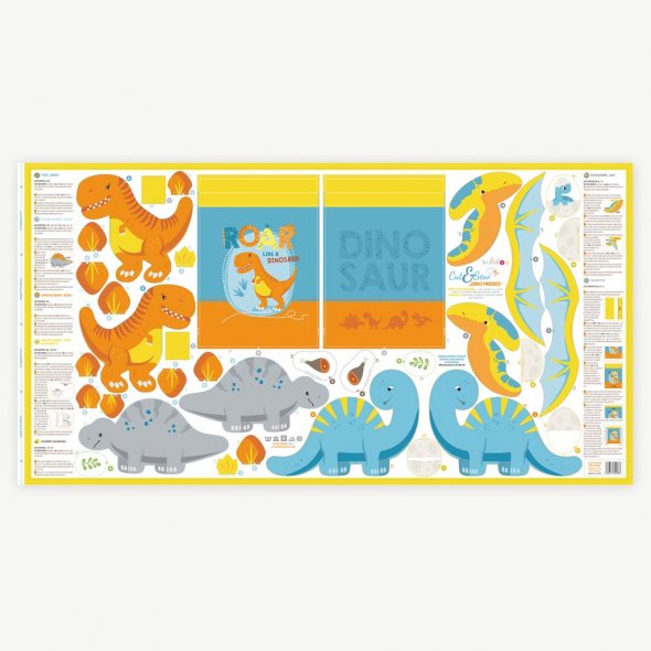 Kullaloo Cut & Sew Panel "DINO FRIENDS" (80 x 155 cm)
