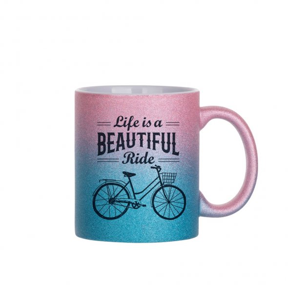 Sublimations-Tasse Glitter mit Farbverlauf (330 ml / bicolor)