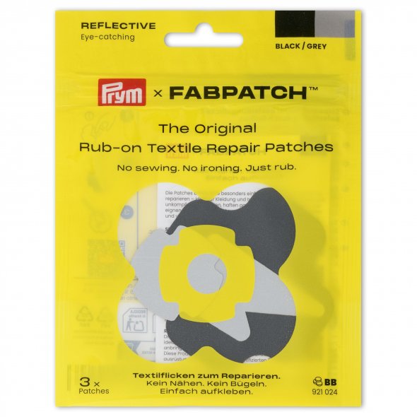 Prym Rub-On Patch REFLECTIVE (3 Stück / schwarz-grau)