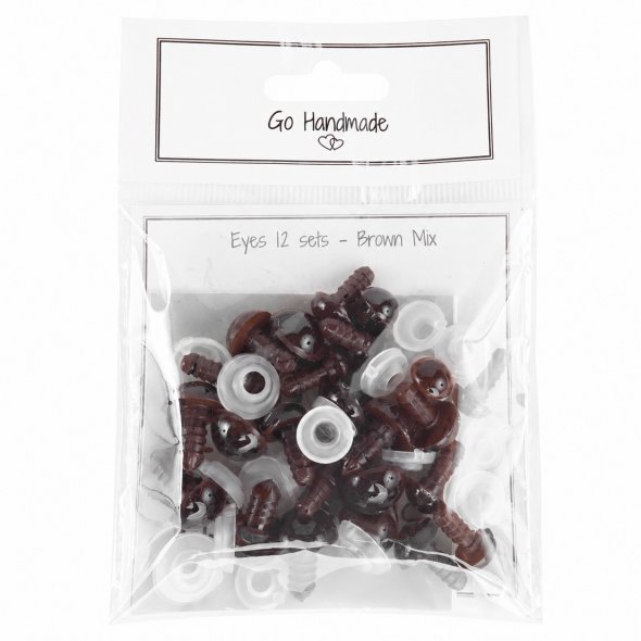 Go Handmade Sicherheitsaugen Set braun (Ø 10-14 mm / Mix mit 12 Paar)