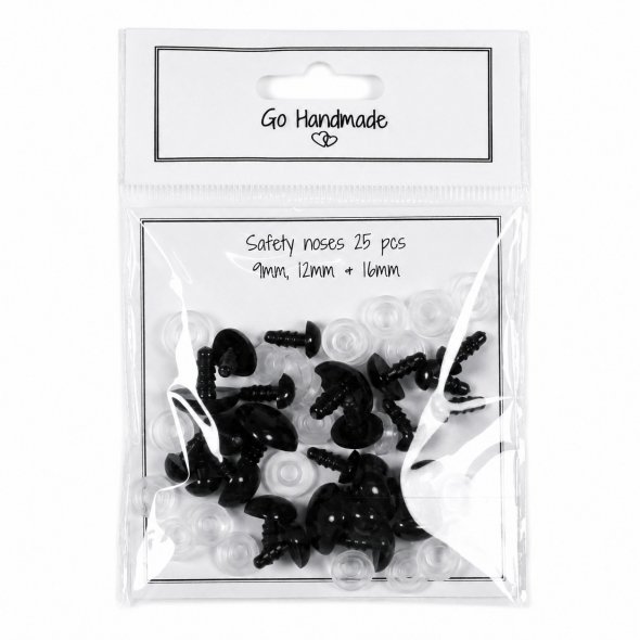 Go Handmade Sicherheitsnasen Set schwarz (Ø 9-16 mm / Mix mit 25 Paar)