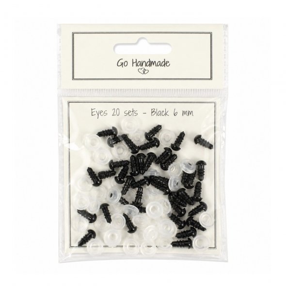 Go Handmade Sicherheitsaugen Set schwarz (Ø 6 mm / 20 Paar)
