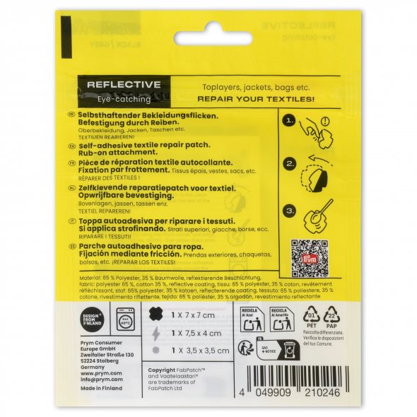Prym Rub-On Patch REFLECTIVE (3 Stück / schwarz-grau)