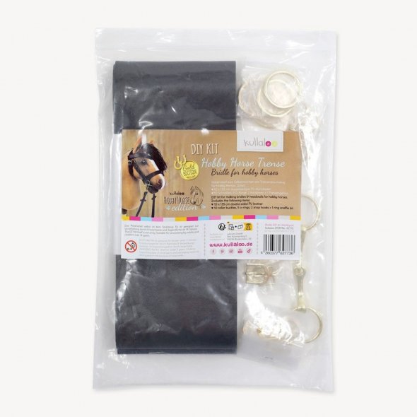 Kullaloo Hobby Horse Trense Material-Set gold mit schwarzem Leder