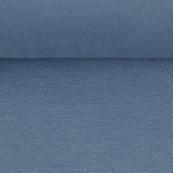 Swafing Baumwoll-Sweat uni, angeraut - Eike 000259-rauchblau: 1,0m
