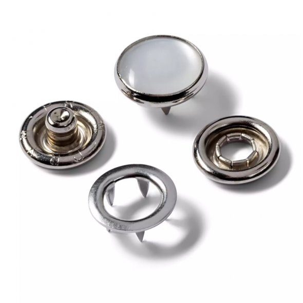 Prym Jersey Druckknöpfe Nachfüllset (12 mm/ silberfarbig/ weiß/ 6 St.)