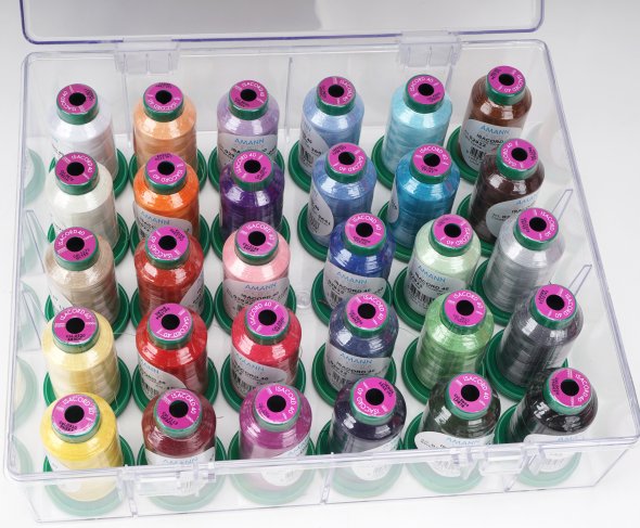 Große Acryl-Garnbox Amann Isacord No.40 (gefüllt/ 30 Farben/ 1000 m)