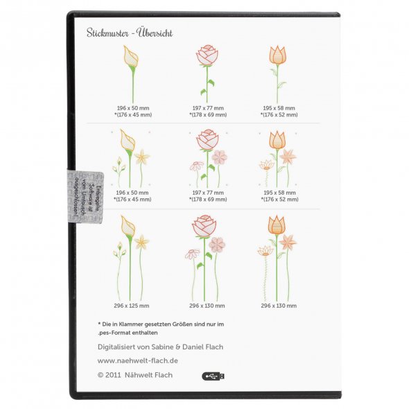 Nähwelt Flach Stickmuster USB Blumenwiese