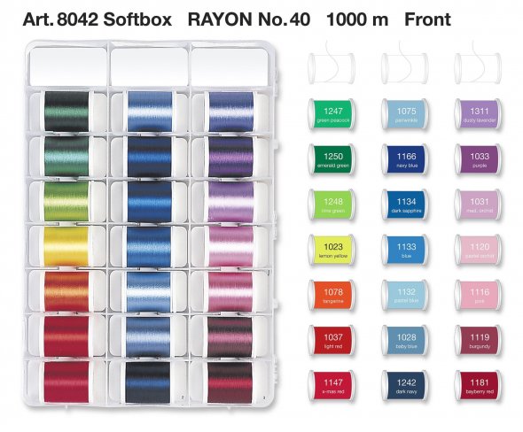 Madeira Rayon No.40 Stickbox (40 Farben/ 1000 m)