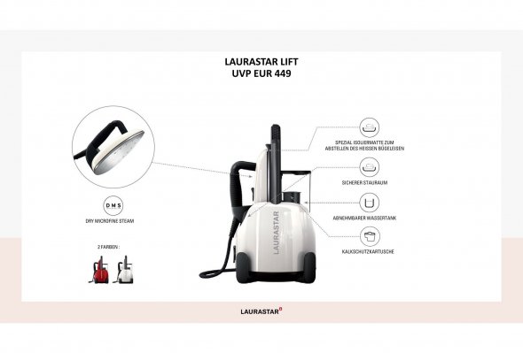 Laurastar Lift Pure White tragbare Dampfbügelstation