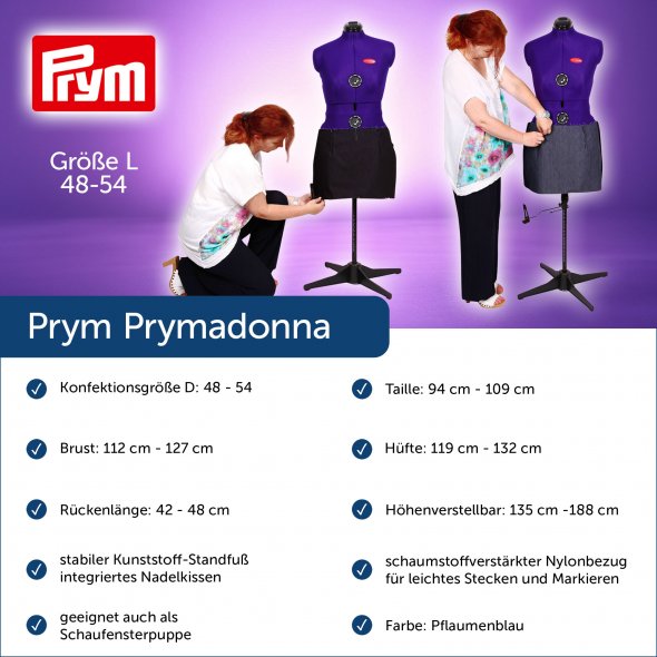 Prym Schneiderpuppe/ Schneiderbüste Prymadonna L (Gr. 48-54)