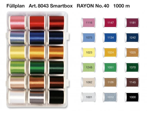 Madeira Rayon No.40 Smartbox (18 Farben/ 1000 m)
