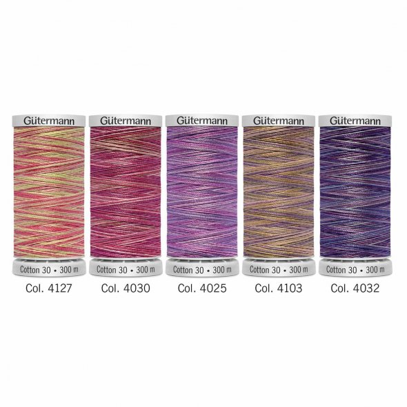 Gütermann Cotton 30 Stickfaden-Set-3 (5 Farben/ 300 m/ pink-lila)