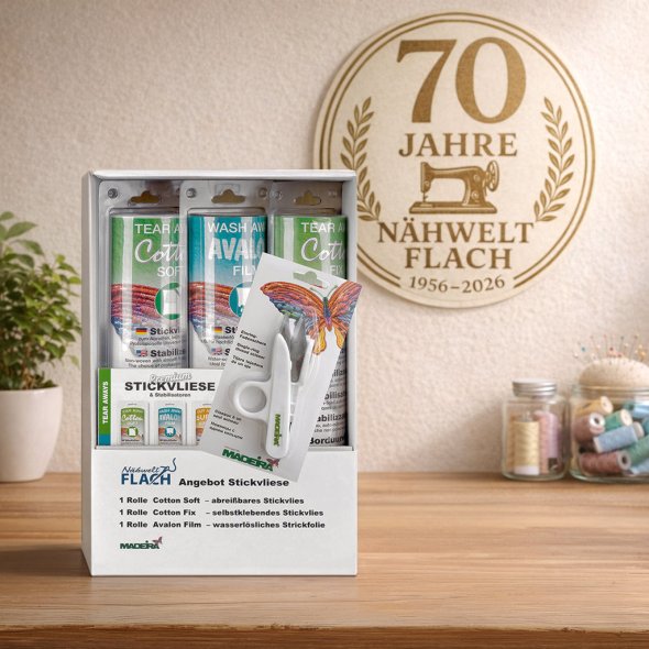 Vlies Set Madeira: Cotton Soft - Cotton Fix - Avalon Film - Fadenschere gratis