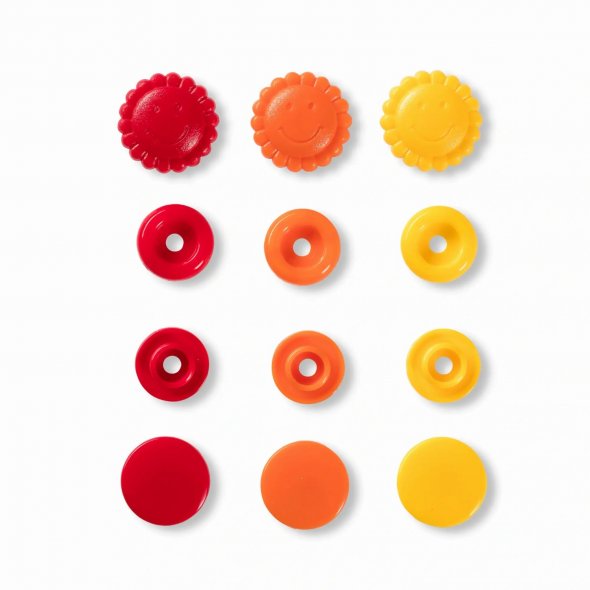 Prym Love Color Snaps Druckknöpfe Blumen (13,6 mm/ 21 St./ gelb/ rot/ orange)