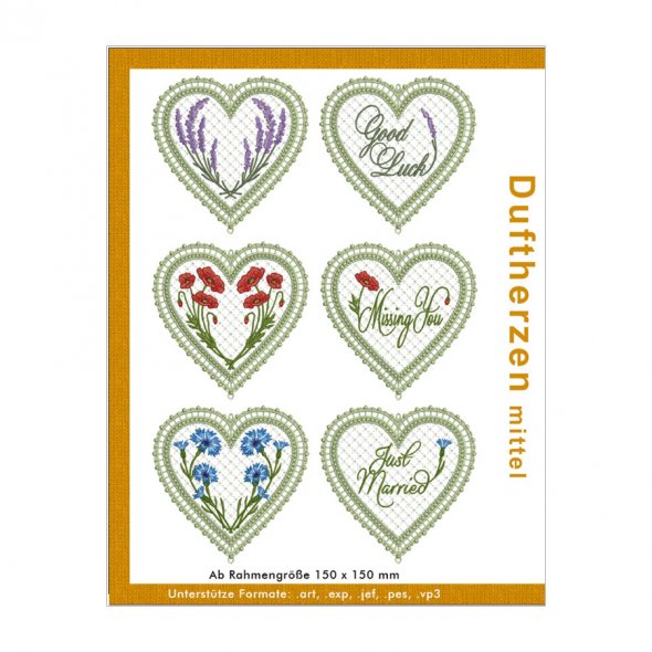 Windesign Stickmuster USB Duftherzen in Lacetechnik (mittel)
