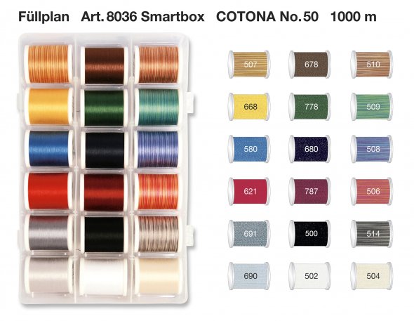 Madeira Cotona No.50 Smartbox (18 Farben/ 1000 m)