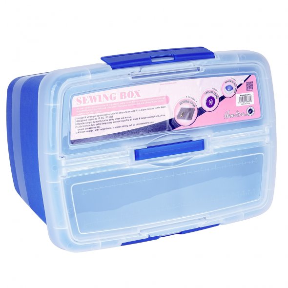Große stabile Nähbox - Nähkoffer - Kunststoffbox (blau)