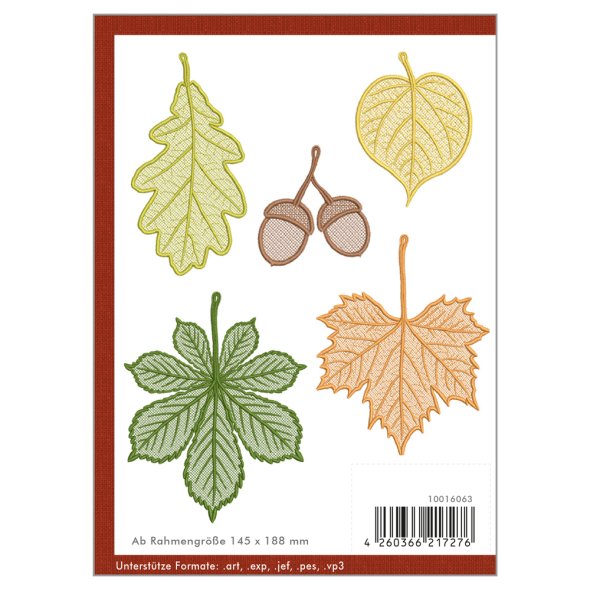Windesign Stickmuster USB - Herbstblätter (freistehende Spitzenstickerei)