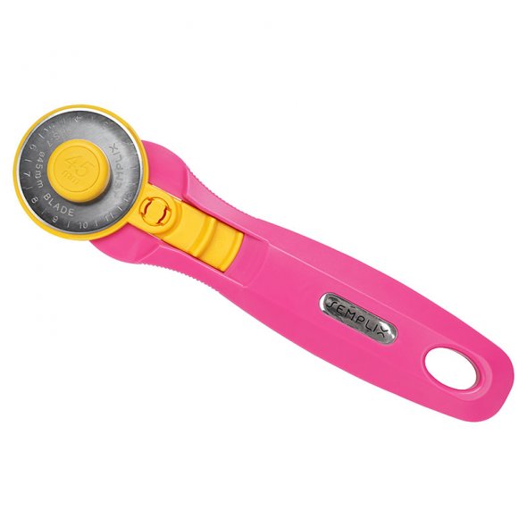 Semplix Rollschneider Maxi mit 3 Klingen (45 mm/ Gerade/ Wellen/ Zacken/ pink)