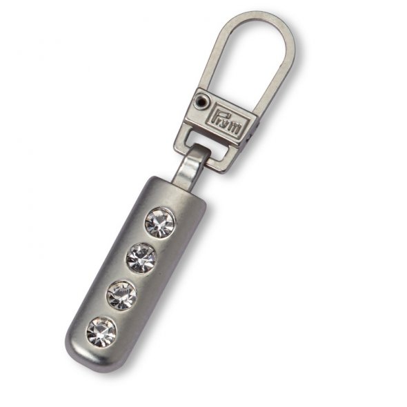 Prym Fashion-Zipper Strass (44 x 7,25 mm/ silberfarbig matt/ 4 Steinchen)