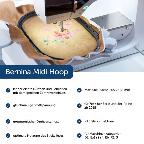 Bernina Stickrahmen Midi Hoop (265 x 165 mm) mit dem genialen Zentralverschluss