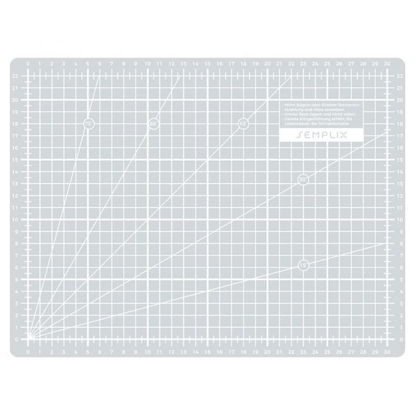 Semplix Schneidematte hellgrau-grau (30 x 22 cm/ 12 x 9 inch) A4