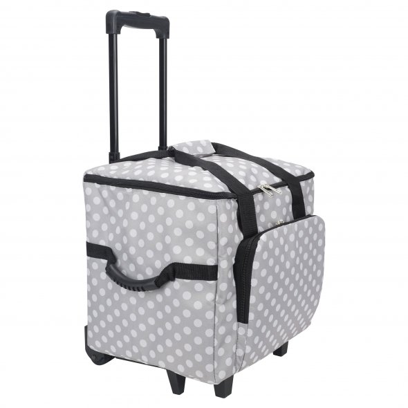 Overlock- Coverlock-Koffer/Trolley (grau/weiß gepunktet)