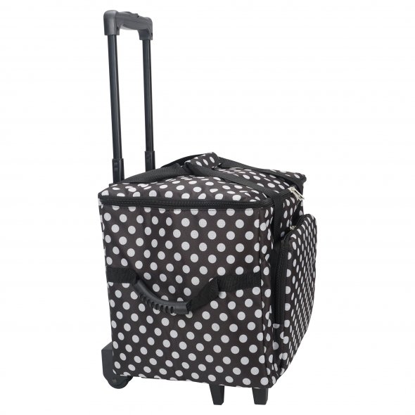Overlock- Coverlock-Koffer/Trolley (schwarz/weiß gepunktet)