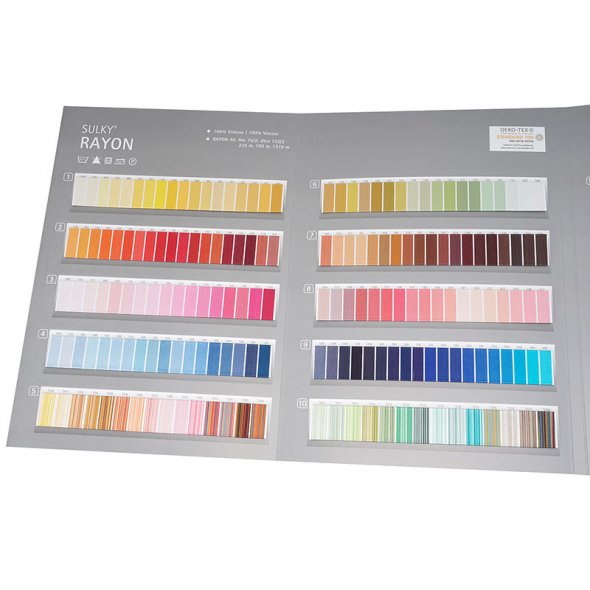 Sulky RAYON Farbkarte - mit echtem Garn gewickelt