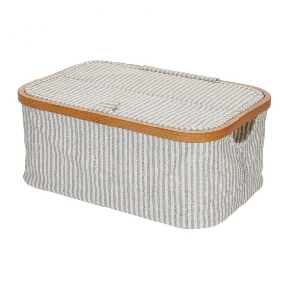 Prym Box Canvas & Bamboo (38 x 26 x 16 cm/ faltbar/ grau-creme gestreift)