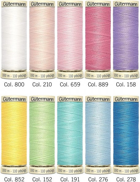 Gütermann Allesnäher Pastell Nähfaden-Set-2 (10 Farben/ 100 m)