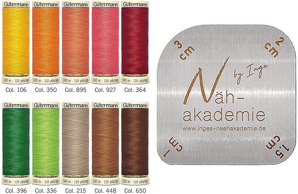 Gütermann Allesnäher + Zeichen/ Bügelschablone Nähfaden-Set (10 Farben/ 100 m)